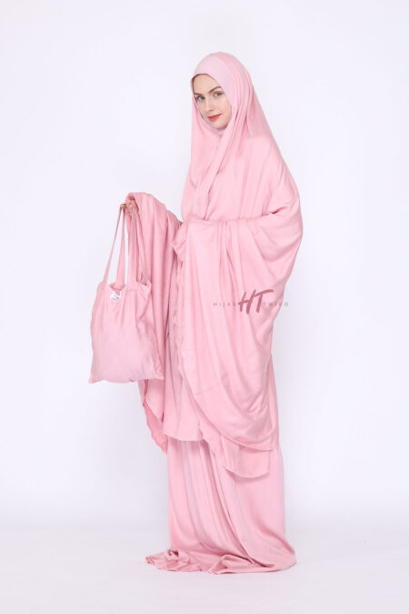 Mukena Dagu Rayon Satin - Soft Pink
